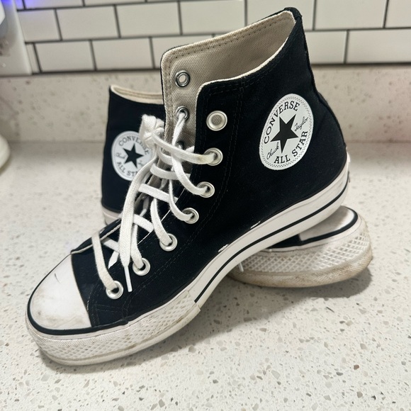 Converse Women's Black High-Top Platform Chunky Sneakers - Picture 4 of 4